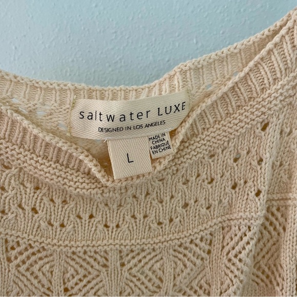 SALTWATER LUXE Kimia Crochet Sweater Tank beige size large - Picture 4 of 12